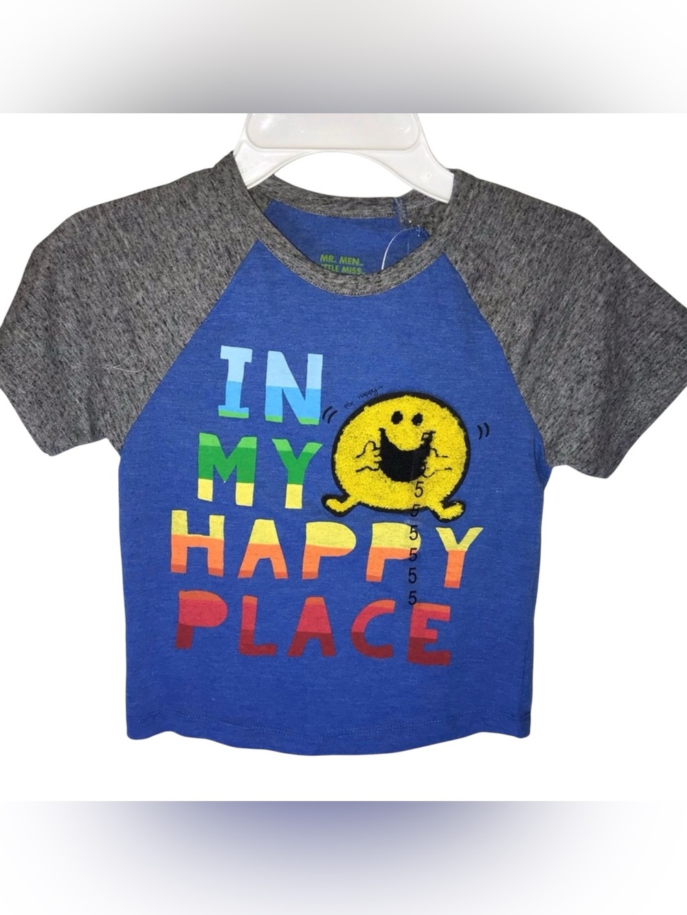 Little Miss Blue & Gray 'In My Happy Place' Raglan Tee  Boy 5 NWT